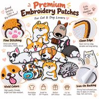 Patch brodé mignon pour animaux de compagnie en gros : Patte de chien, patte de chat, Corgi, Shiba, Bouledogue français – Patch thermocollant ou à coudre
