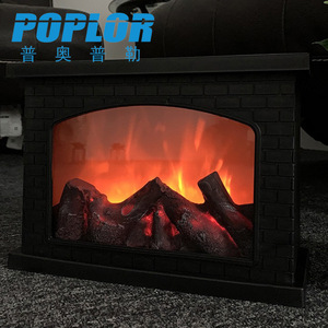 Cheminée électrique Popior, style rustique, décorative, autoportante, en plastique, avec effet de flamme LED, unité de chauffage - Product Image 2