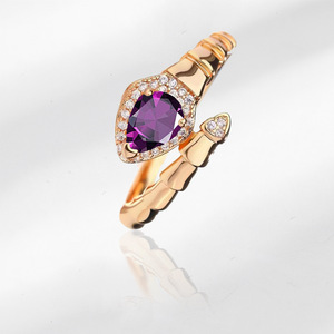 Anello di Moda di Alta Qualità Regolabile a Forma di Pera con Zirconi Multicolore in Ottone Design di Lusso Gioielli per Coppie Anello a Forma di Serpente - Product Image 5