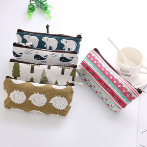 Fancy Pattern Canvas Pencil case Children Students Portable Washable <b>Storage</b> Stationery Pencil Pouch - Product Image 1