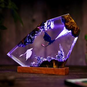 Lampe en résine artisanale Fureur de Nuit, Dragon Anime Sans Dents, Veilleuse en résine époxy et bois, Ornement artistique de bureau - Product Image 2