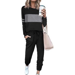 Womens 2 Piece <b>Set</b> Long Sleeve Top High Waisted Sweatpants Lounge Wear Casual Autumn Outfit Breathable <b>Knitted</b> <b>Set</b> - Product Image 1