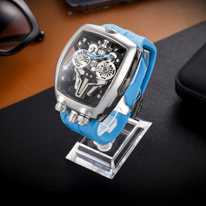 Montres mécaniques sportives personnalisées, silicone, cristal de saphir synthétique, mouvement automatique, design squelette de luxe, 44 mm - Product Image 1