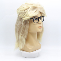 Perruques synthétiques Garth Algar de Wayne's World des années 90 avec lunettes pour les fêtes