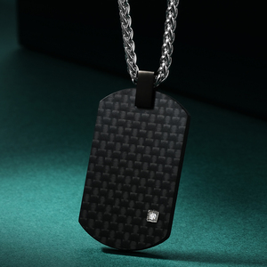 Alin Factory Direct Senior <span class=keywords><strong>Plaid</strong></span> Men's Stainless Steel Anla Necklace Simple Hundred Pendant Fashion Trend Jewelry - Product Image 5