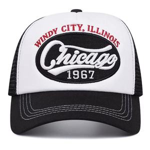 Casquette de baseball brodée Chicago, casquette d'extérieur en maille éponge, casquette de camionneur respirante et pare-soleil pour l'été - Product Image 5