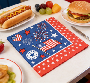Serviettes en <span class=keywords><strong>papier</strong></span> jetables pour fête patriotique du 4 juillet, décoration de table, étoiles et rayures rouges, blancs et bleus, serviettes jetables pour la décoration du 4 juillet - Product Image 2