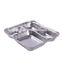 Boîte à lunch jetable en aluminium avec couvercle, 2/3/4 plaques de séparation en aluminium