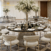 Table de salle à manger ronde en acier inoxydable de haute qualité avec plateau en marbre pour événements et fêtes