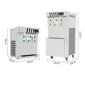 Machine à crème glacée molle commerciale ETL 7 saveurs, sorbetière à glace mixte 60L avec pré-refroidissement pour restaurants