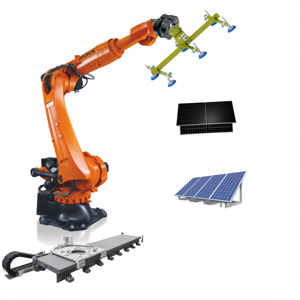 Robot linéaire à 6 axes <span class=keywords><strong>KUKA</strong></span> <span class=keywords><strong>KR210</strong></span> R2700-2 personnalisé avec ventouse pour la manutention de panneaux solaires et de planches en bois - Product Image 1