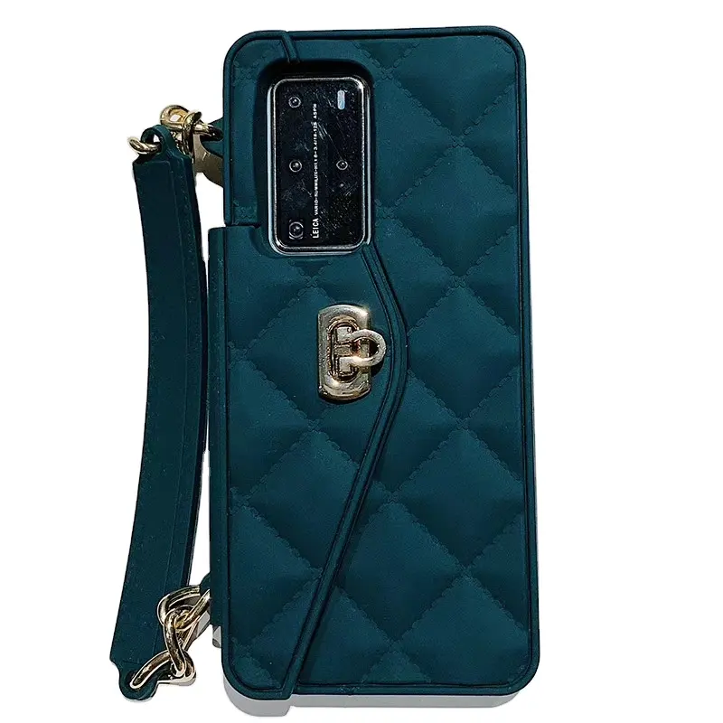 Casing Tas Selempang Mewah, Dompet Tas Selempang Mewah untuk Huawei P40 Pro Nova 7 Mate 30 Slot Kartu Silikon