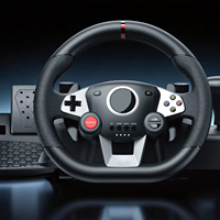 Volant de course C-Star Gaming filaire USB-A avec boutons programmables, double moteur à vibration, rotation à 270°, design ergonomique pour