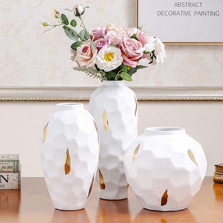 Creative modern design of flower arrangement porcelain vase home decoration white ceramic vase