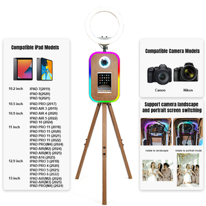 Trépied professionnel rétro pour photographie, support selfie en bois grainé pour iPad, DSLR, cabine photo - Product Image 5