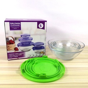 Wholesale 808 Eco Friendly Lead-free Transparent Round Freshness <strong>Microwave</strong> <strong>Oven</strong> Available Glass <strong>Bowls</strong> 5pcs <strong>Set</strong> With Sealing Lid - Product Image 6