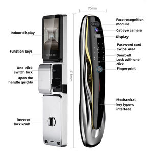 שדרוג טוויה wifi 3d פנים זיהוי פנים חיצוני חכם דיגיטלי ביומטרי מנעול דלת עץ אלומיניום דלת ראשית מנעול חכם - Product Image 5