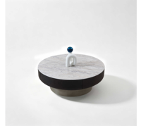 Table basse minimaliste en fer rond embossé pour salon