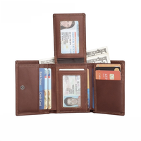 Dompet Pria Kulit Asli Vintage RFID Anti-Skimming Multi-Slot Kartu Model Pendek Diskon 70% Penjepit Uang Penjepit Dolar Kantong Koin