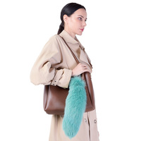 Couleur unie 40cm renard cheveux queue fourrure accessoires femmes sac pendentif voiture porte-clés