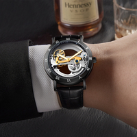 WLISTH Montres pour hommes Montre-bracelet mécanique automatique au design royal entièrement transparente Boîtier en acier Montre lumineuse étanche pour hommes