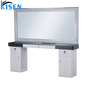 กระจกตัดผมติดผนัง KISEN รุ่นคลาสสิก พร้อมไฟ LED ชั้นวางของตกแต่งสไตล์ร่วมสมัย สำหรับร้านตัดผม - Product Image 1