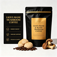 Café aux champignons Lion's Mane, OEM ODM, marque privée, vente en gros, mélange de boisson instantanée aux champignons Reishi pour femmes et hommes, pour la consommation quotidienne