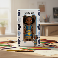Set Hadiah Boneka Gadis Afrika-Amerika Mewah Ramah Lingkungan yang Menawan |   Kemasan Bunga dengan Logo Kustom untuk Ulang Tahun & Hari Raya