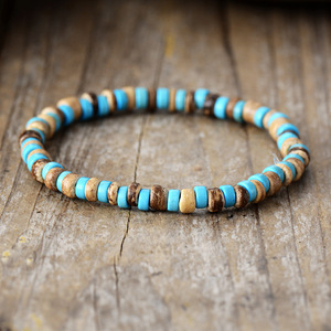 Natural Stone And Wood Beads Elastic <b>Bracelets</b> Unisex Retro Couple Jewelry Gift <b>Set</b> Yiwu Origin - Product Image 3