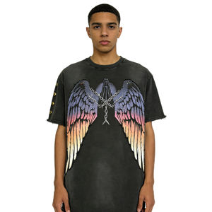 T-shirt Vintage Tricoté en Coton 100% Premium 300 GSM, Coupe Oversize, Effet Délavé, Luxe, Couleur Unie, Style Hip Hop Streetwear - Product Image 2