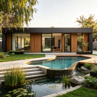 Maison préfabriquée modulaire moderne, structure en acier, villa préfabriquée, grande fenêtre en verre, maison pour usage résidentiel