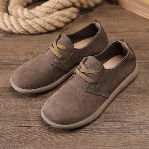 Zapatos Retro de Hombre de Cuero Vacuno con Cordones, Punta Redonda, Suela de Goma Transpirable, Estilo Casual Cómodo para Caminar, Color Sólido - Product Image 3