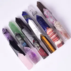 Bulk Groothandel Diverse Natuurlijke Kristallen Healing Stenen Toren Amethist Rozenkwarts Crystal Wand Punt Voor Fengshui