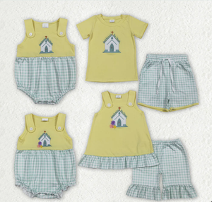Conjunto de Ropa para Bebés y Niños Pequeños con Bordado de Cruz de Iglesia, Top Romper y Pantalones Cortos a Cuadros - Product Image 6