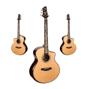 hot sale customized acoustic guitar new 41 inch 6 strings color natural gloss finish wholesale top grade solid spruce guitars
