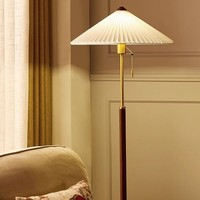 Lampe de sol en bois rustique moderne avec hauteur réglable et lumière LED à intensité variable pour le salon, la chambre à coucher, le bureau à domicile, la décoration