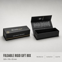 Boîte cadeau rigide pliable noire mate avec logo personnalisé, fermeture magnétique, emballage cosmétique pour soins de la peau avec dorure à chaud, vente en gros