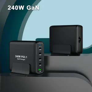 Gan PD3.0 200W 240W 5-พอร์ต A + C PD เครื่องชาร์จติดผนังชาร์จเร็วสําหรับ iPhone Mac หนังสือโทรศัพท์แล็ปท็อป