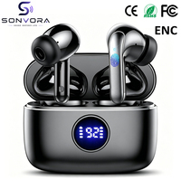 Audífonos Inalámbricos S57 ENC Personalizables con Controladores de 13 mm, Pantalla LED Digital, Control Táctil, para Deportes/Trabajo