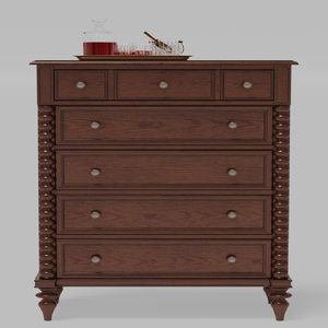 Commode en bois de chêne blanc d'Amérique du Nord, couleur brun noir, moderne, hauteur réglable, pieds en forme de boule, chambre à coucher, salon, salle de bain, hôtel - Product Image 2