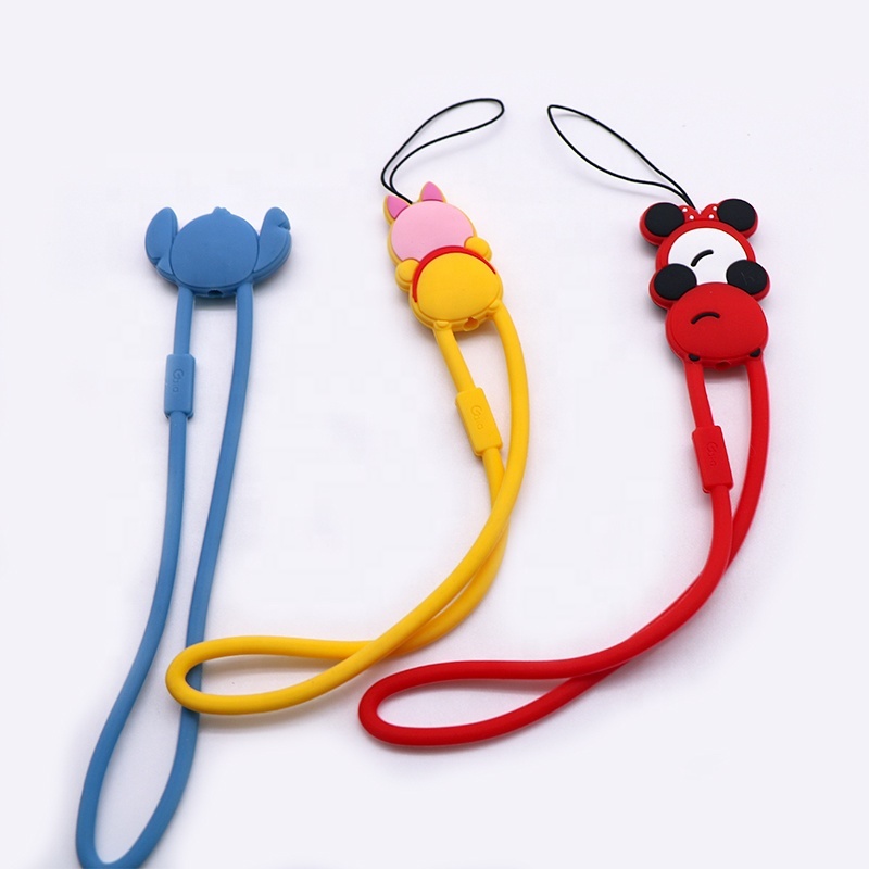 2023 Hot Sale Solid Color Silicagel Bead Nurse Accessories Teacher Handmade Smooth Asymmetric Leather Mobile Phone Lanyard