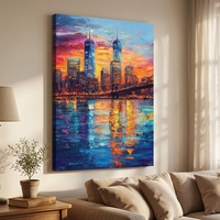 Peinture à l'huile artisanale sur toile de coton 450 GSM, décor mural 3D de luxe pour la maison, paysage moderne, design original sur mesure