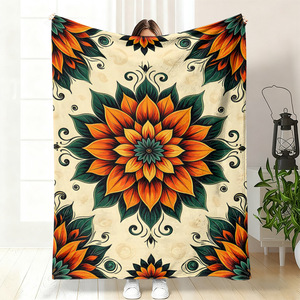 Couverture en flanelle à motif floral tournesol, plaid léger et respirant pour la sieste, idéal pour la chaleur hivernale, impression personnalisée OEM ODM - Product Image 1