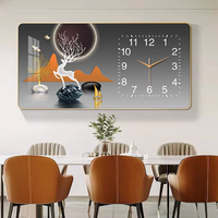 Horloge murale moderne pour la décoration de restaurant, affiches abstraites encadrées, impressions de luxe, peinture sur porcelaine de cristal