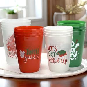 Tasse givrée en plastique de 16 oz à quatre modèles Tasse de fête réutilisable pour les fêtes de Noël et la décoration - Product Image 2