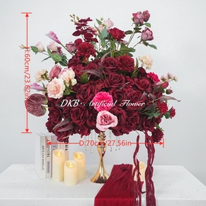 DKB Wholesale <b>Artificial</b> Flower Ball with Roses and <b>Hydrangeas</b> Elegant Floral Centerpiece for Wedding Aisle and Stage Decor - Product Image 3