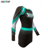 Uniforme de cheerleading personnalisé pour filles avec strass, jupe longue à manches longues, polyester et élasthanne, impression numérique, logo d'équipe personnalisable