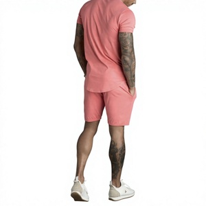 <b>Men</b> <b>Pink</b> T-<b>Shirt</b> and Shorts Set Casual Summer Streetwear Matching Outfit Breathable Knitted Cotton Crew Neck <b>Men</b> Summer Set - Product Image 4