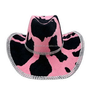 หมวกคาวบอยสีน้ำตาลประดับเลื่อมสีชมพูและคริสตัลสุดหรูจาก HLC เหมาะสำหรับคอสเพลย์ งานปาร์ตี้ธีมตะวันตก และตกแต่ง - Product Image 5