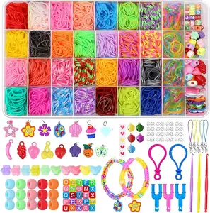 2300PCS DIY Loom Rubber Band Kit pour Recharge Making Kits Accessoires avec Perle S-Clips Making Set pour Enfants Cadeaux